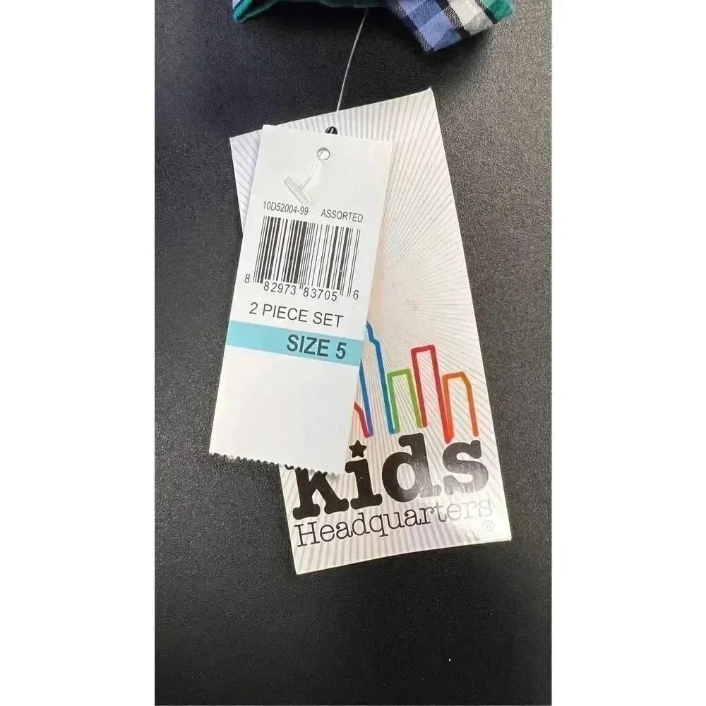NWT Kids Headquarters Boys‎ Blue Khaki Button Up Shirt Pants Set 2 Piece Size 5